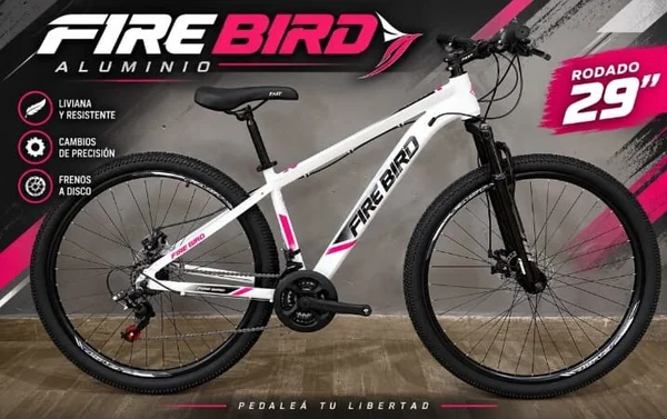 Bicicleta FIREBIRD Aluminio Rodado 29" BLANCO/ROSA